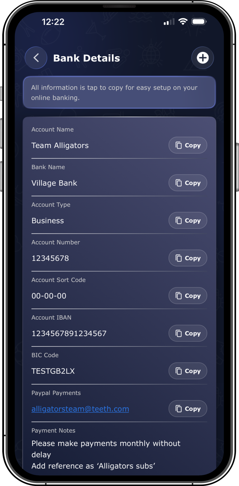 Share Your Club Bank Details Quickly, Clearly and Without Mistakes